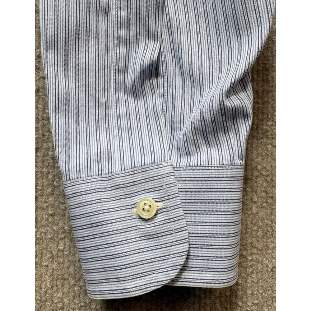 Brooks Brothers Men's 15-33 Shirt Long Sleeve Blue Black Strips Preppy Casual - Picture 6 of 16